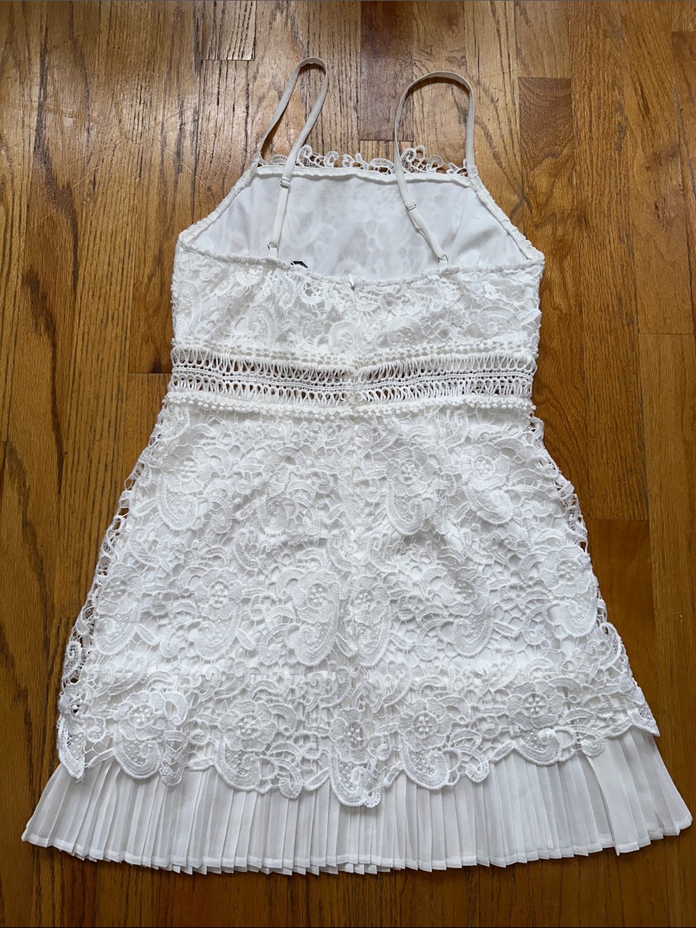 White Lace Spaghetti Strap Mini Dress - Picture 4 of 5